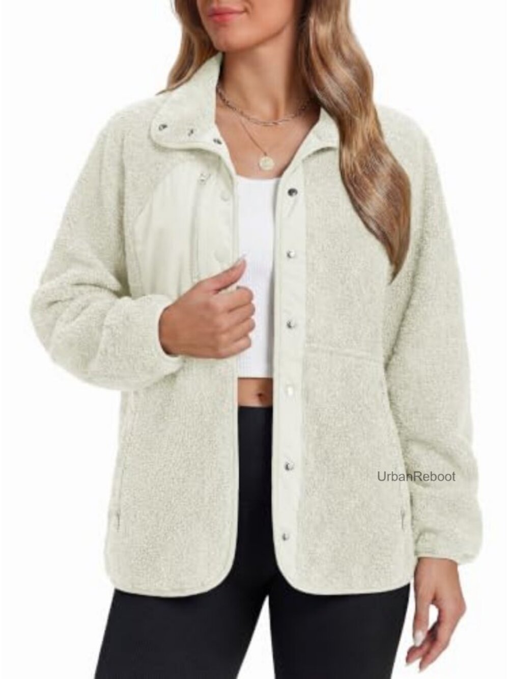 Sherpa Fleece Jacket Button Down Winter Coat Warm